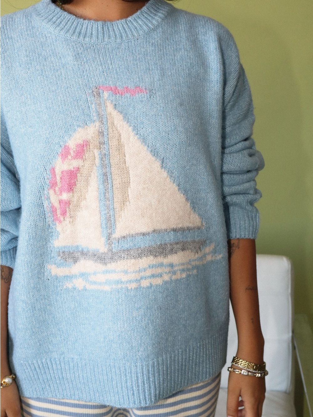 ⛵️Bailey Rose Baby Blue Sailboat Sweater S - Picture 3 of 4